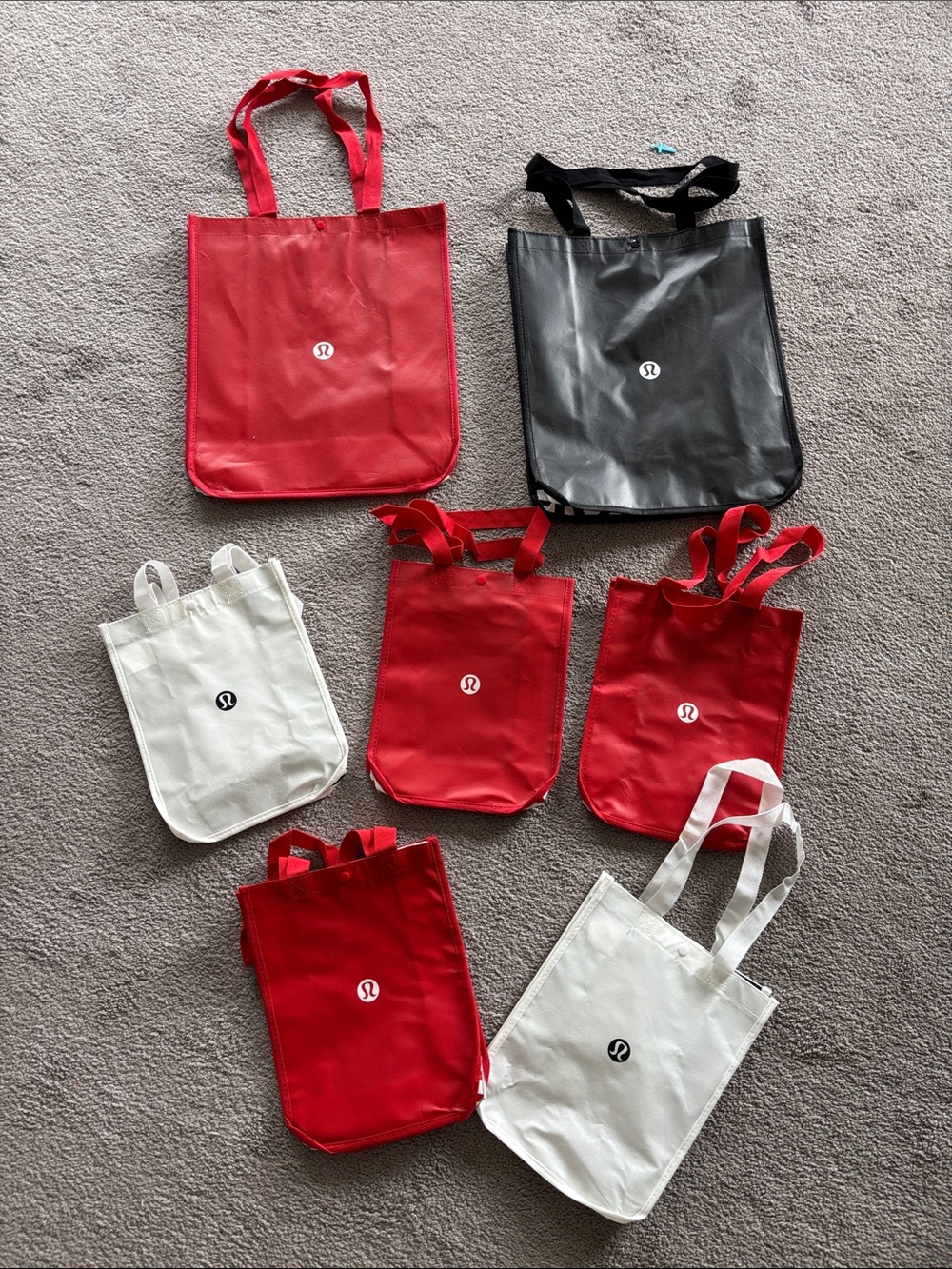 Lululemon Reusable Tote Bag Bundle - Red, Black, White